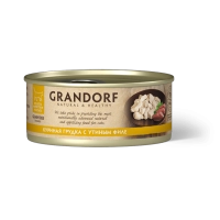 GRANDORF Консервы для кошек, куриная грудка с утиным филе в бульоне , 70 г