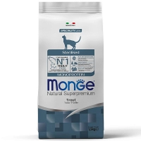 Monge Cat Monoprotein Sterilised Trout корм для стерилизованных кошек с форелью 1,5 кг + В ПОДАРОК беззерновой корм из тунца для стерил. кошек 1,5 кг