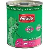 Четвероногий гурман Мясное ассорти консервы для собак с языком