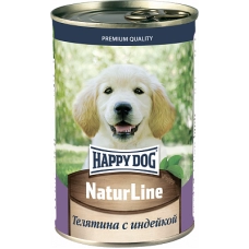 ХэппиДог Natur Line Консервы для щенков, Телятина с индейкой, 0,410 кг 72241