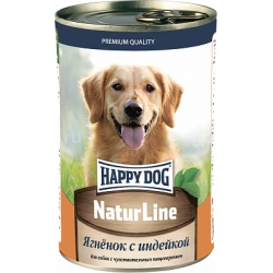 ХэппиДог Natur Line Консервы для собак, Ягненок с индейкой, 0,410 кг 72243
