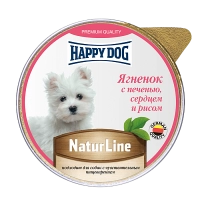 ХэппиДог Natur Line Паштет для собак, Ягненок с печенью, сердцем и рисом ламистер 0,125 кг 72252