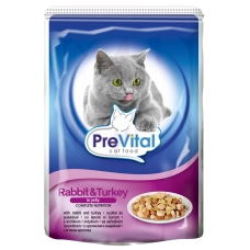 PreVital Classic консервы с кроликом и индейкой в желе для кошек, 100 г