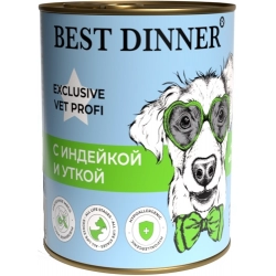 Best Dinner Exclusive Vet Profi Hypoallergenic консервы для собак с Индейкой и уткой