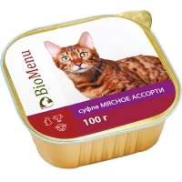 BioMenu консервы для кошек суфле Мясное ассорти